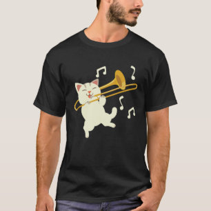 Camiseta Gato Tocador de Trombone Trombonista Metais