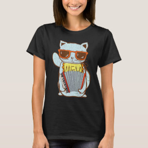 Camiseta Gato Tocando Acordeão Gráfico de Tocador de Acord