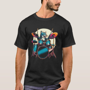 Camiseta Gato Tocando Bateria Baterista Novidade Amante de