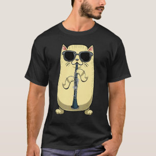 Camiseta Gato Tocando Clarinete Instrumento Música Jogador