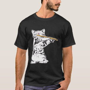 Camiseta Gato Tocando Flauta Músico Legal Banda Marcial