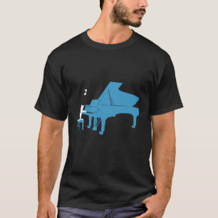 Camiseta Gato Tocando Grande Piano Concertado Engraçado