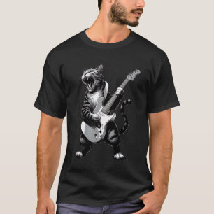 Camiseta Gato Tocando Guitarra Astro do Rock Amante de Músi