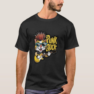 Camiseta Gato Tocando Guitarra Elétrica - Divertido Retro V