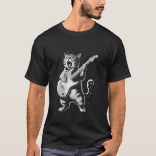 Camiseta Gato Tocando Guitarra Estrela do Rock Música Engra