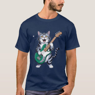 Camiseta Gato tocando guitarra Rock And Roll