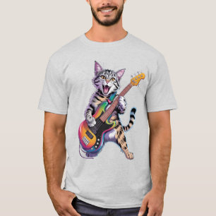 Camiseta Gato tocando guitarra Rock And Roll