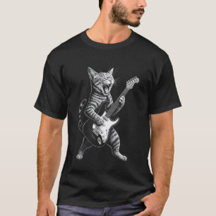 Camiseta Gato Tocando Guitarra Rock and Roll Amante da Músi