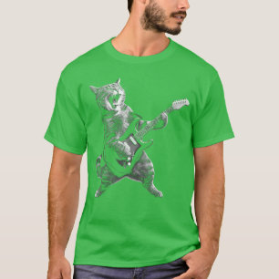 Camiseta Gato Tocando Guitarra Rock and Roll Rock Star para
