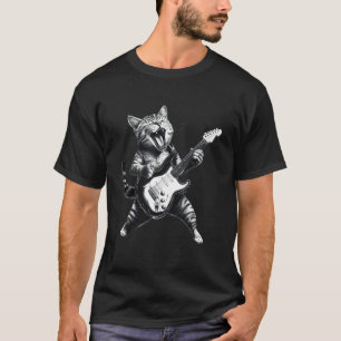 Camiseta Gato Tocando Guitarra Rock & Roll Estrela Gatinho