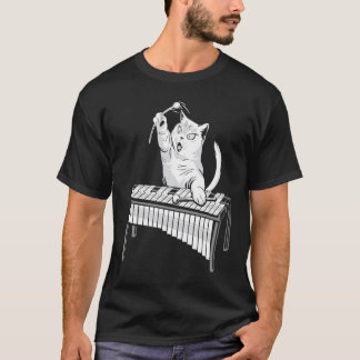 Camiseta Gato Tocando Instrumento Musical de Percussão Xilo