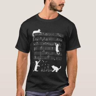 Camiseta Gato Tocando Nota Musical  Clave Músico Música Mul