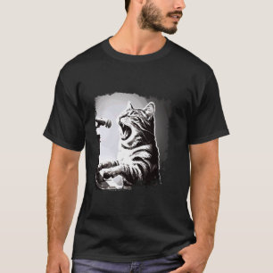 Camiseta Gato Tocando Piano Cantando Dono de Gato de Estima