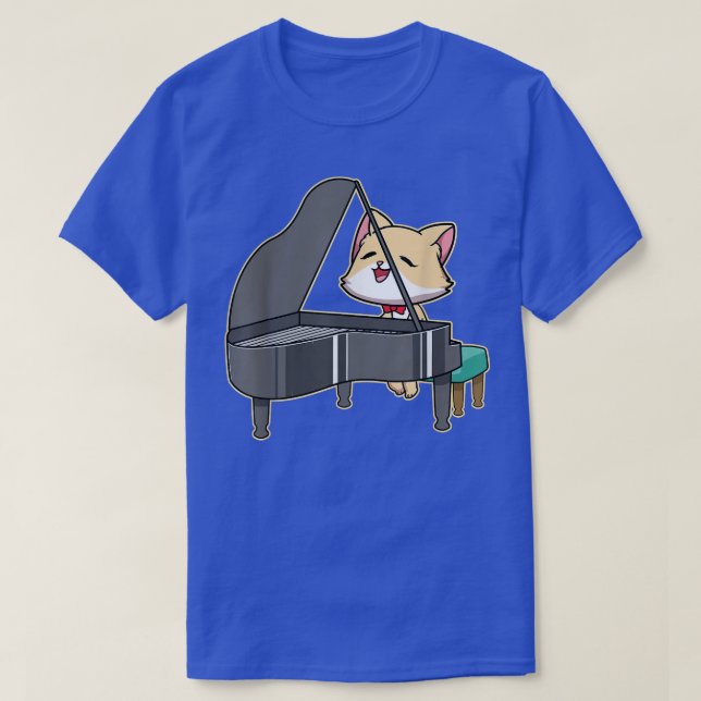 Camiseta Gato Tocando Piano Gatinho Pets Anim (Frente do Design)