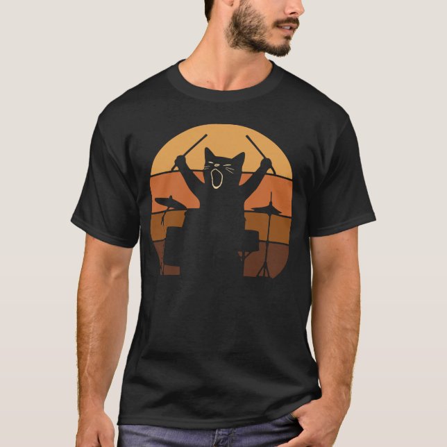 Camiseta Gato Tocando Tambores (Frente)