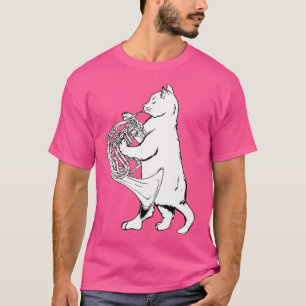 Camiseta Gato Tocando Trompa Francesa Músico Legal Orquestr