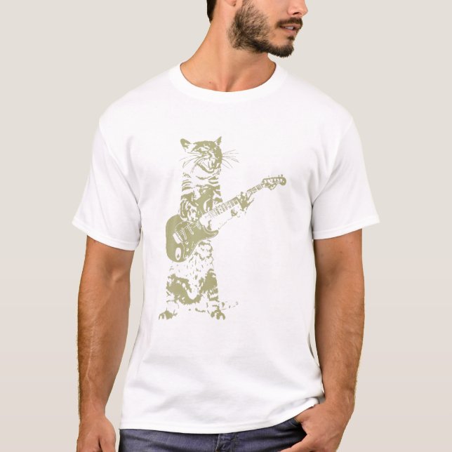 Camiseta Gato tocando violão acústico músico guitaris Legal (Frente)