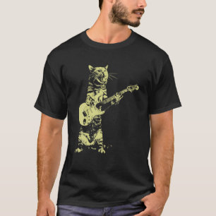 Camiseta Gato tocando violão Engraçado Guitarrista Kitten M