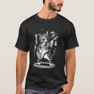 Camiseta Gato Tocando Violão Estrela do Rock Gatinho Divert