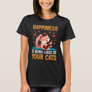 Camiseta Gato Tocando Violão Felicidade Sendo Amado Por Seu