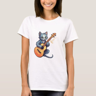 Camiseta Gato tocando violão, gato e música