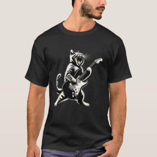 Camiseta Gato Tocando Violão Gato Rock And Roll Gato Rock S