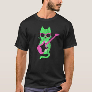 Camiseta Gato Tocando Violão Gato Usando Óculos de Sol 80 G