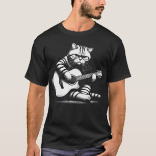 Camiseta Gato Tocando Violão Guitarra Acústica