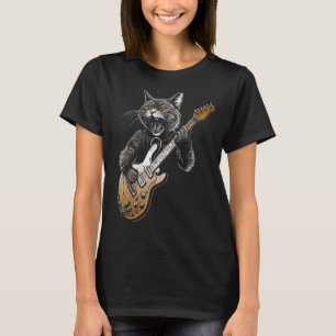 Camiseta Gato tocando violão guitarrista gatinho músico fel
