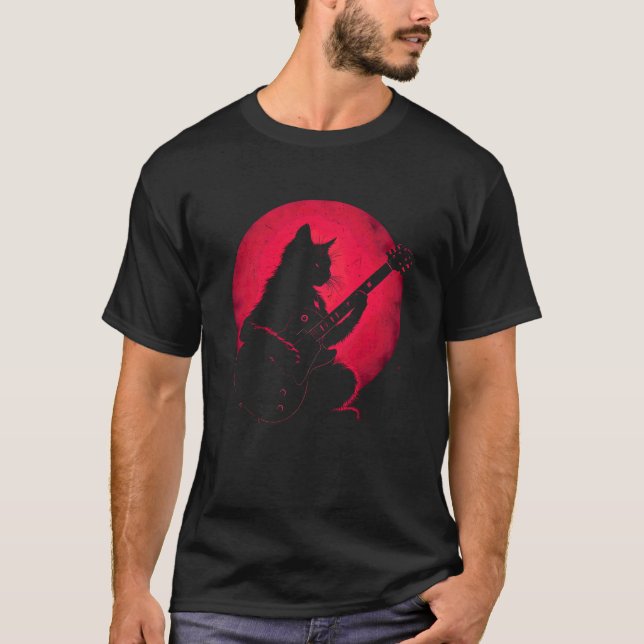 Camiseta Gato Tocando Violão Rock Cat (Frente)