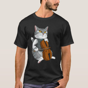 Camiseta Gato Tocando Violoncelo instrumento musical de vio
