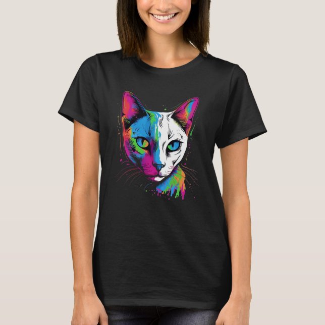 Camiseta Gato Tonquinês Colorido (Frente)