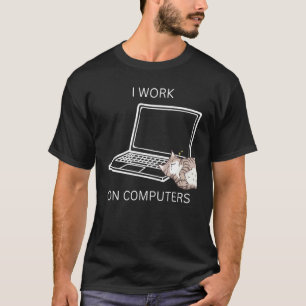 Camiseta Gato trabalhando em computadores gato sarcástico g