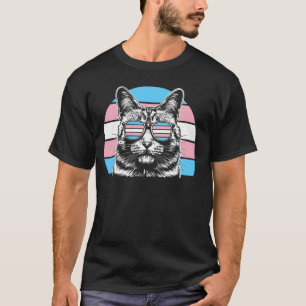 Camiseta Gato Transgênero Retro com Óculos do Orgulho e Leg