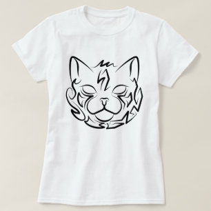 Camiseta Gato Tribal Negro e Branco