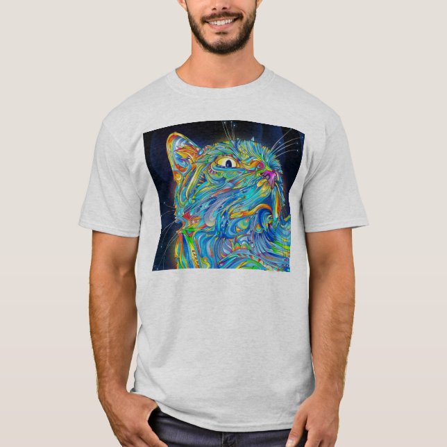 Camiseta Gato Trippy do espaço (Frente)