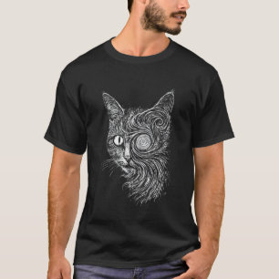 Camiseta Gato Trippy Gatinho Estranho em Estilo Goth Grunge