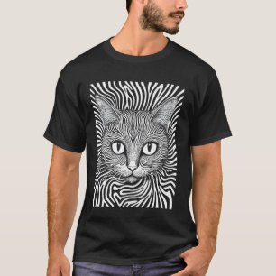 Camiseta Gato Trippy Gatinho Estranho em Estilo Goth Grunge