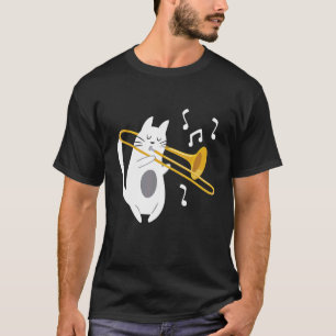Camiseta Gato Trombonista - Tocador de Trombone Amante da M