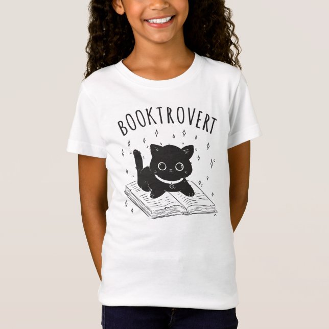Camiseta Gato-troverte com livro e estrelas (Frente)
