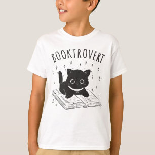 Camiseta Gato-troverte com livro e estrelas