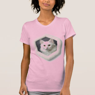 Camiseta Gato Turco Angora Em Uma Moldura - Rosa