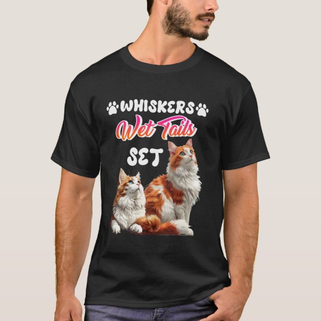 Camiseta Gato Turco de Van BIGODES RABOS MOLHADOS Funny Tur (Frente)