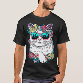 Camiseta Gato turco e belas flores
