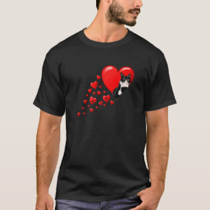 Camiseta Gato Tuxedo Corações de São Valentim Para Gatinho