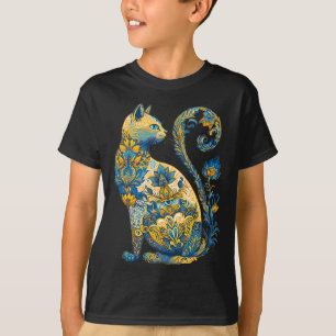 Camiseta Gato Ucraniano Floral Vintage Bandeira da Ucrânia