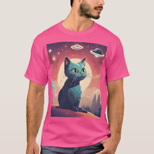 Camiseta Gato Ufo solitário