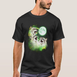 Camiseta Gato Uivando para a Lua Gravata verde tingimento 3