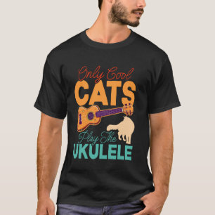Camiseta Gato Uke Ukulele Havaiano Só Gatos Legais Tocam O