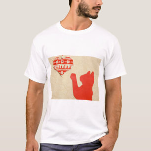 Camiseta Gato Um Feriado De Caçadores De Silhueta Vermelha